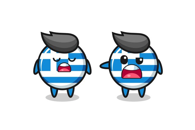 Illustration of the argue between two cute greece flag characters