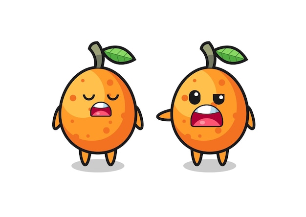Vector illustration of the argue between two cute kumquat characters