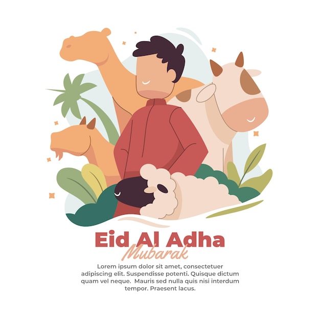 Illustration of the arrival of the blessed eid al adha