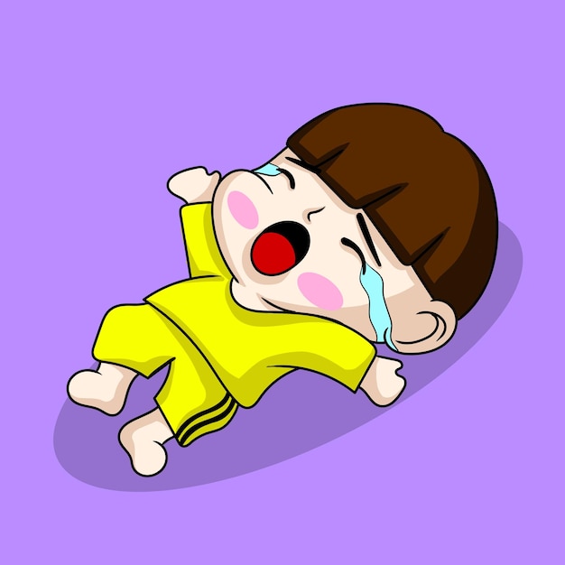 illustration art cute baby boy crying character design