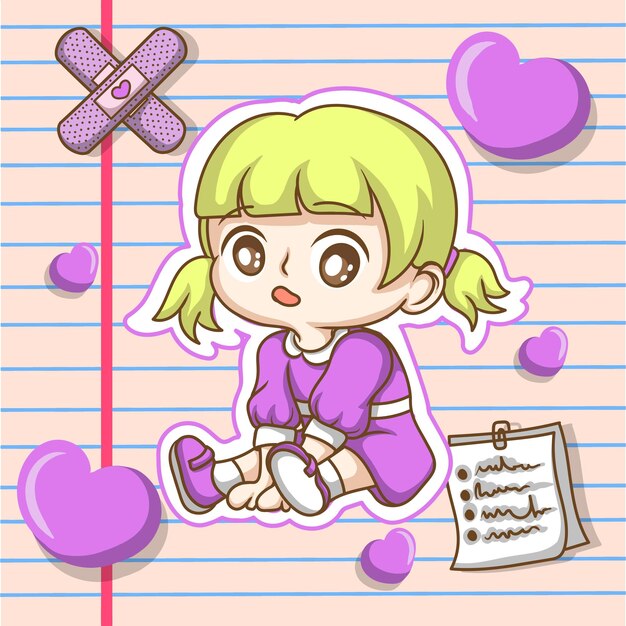 Vettore illustrazione arte cute baby girl seduta character design