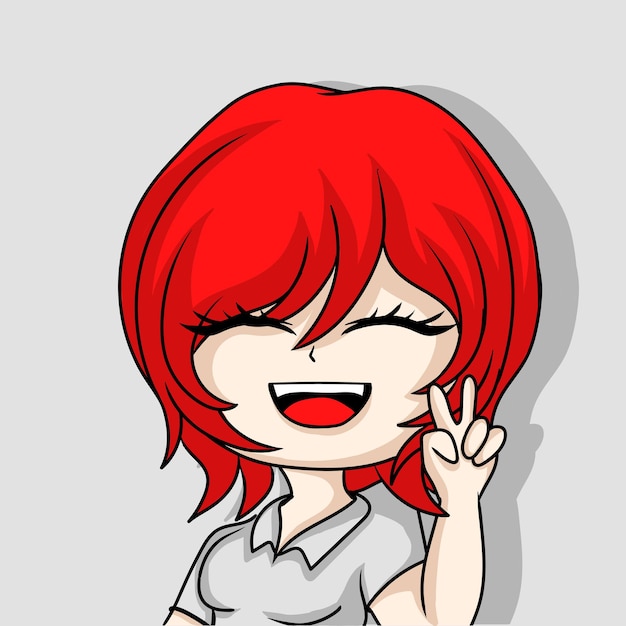 illustration art cute chibi girl with red hair character design