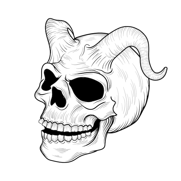 illustration art demon skull design