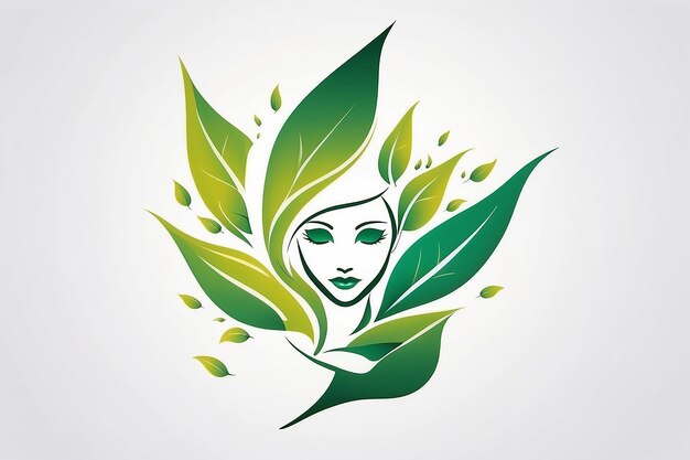 Vector illustration art of a leaf human logo with white background