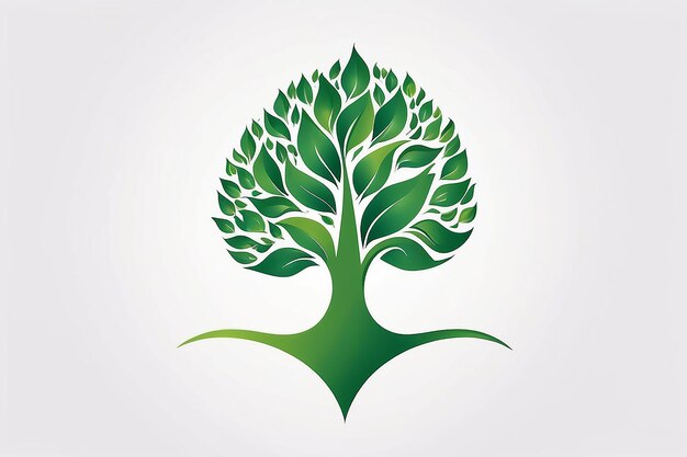 Illustration art of a leaf human logo with white background