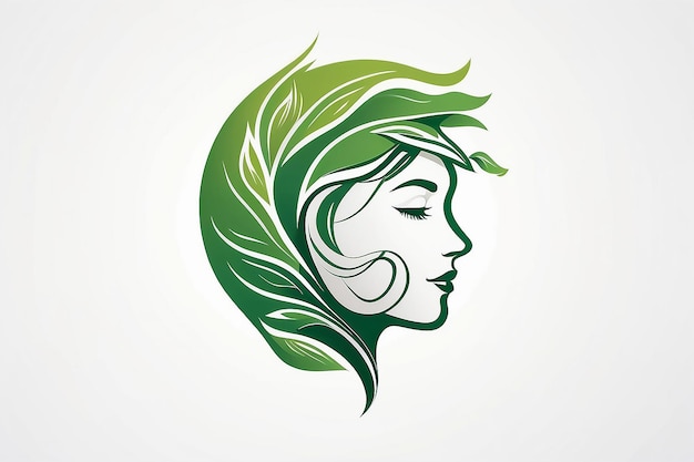 Illustration art of a leaf human logo with white background