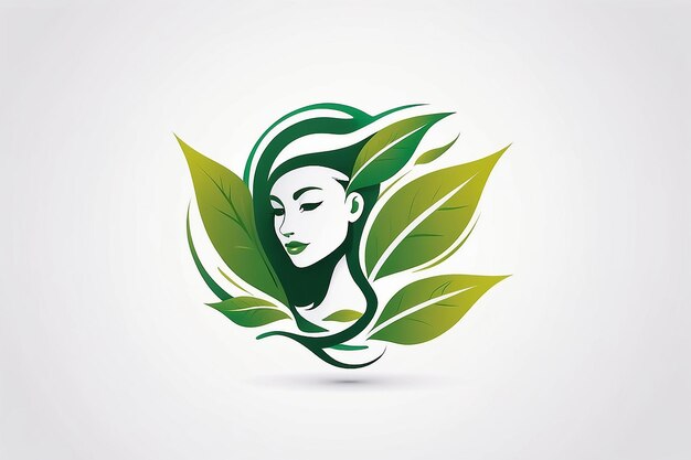 Illustration art of a leaf human logo with white background