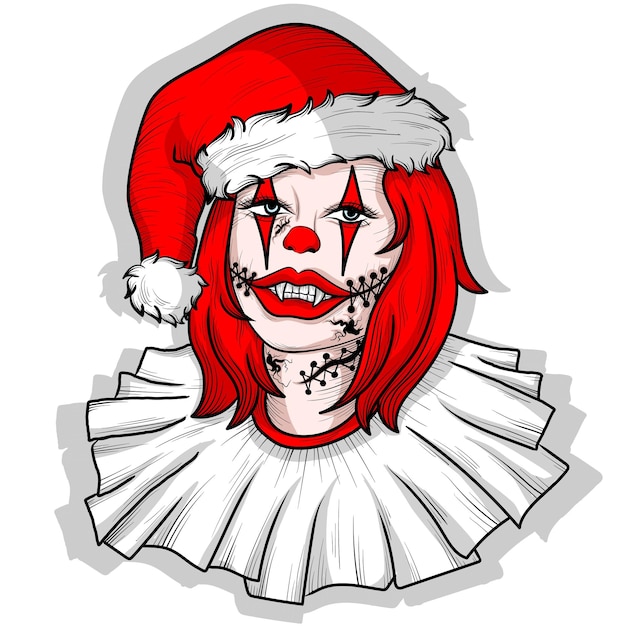 Vector illustration art santa girl clown character design