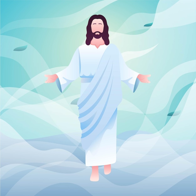 Vector illustration of ascension resurrection day of son of god