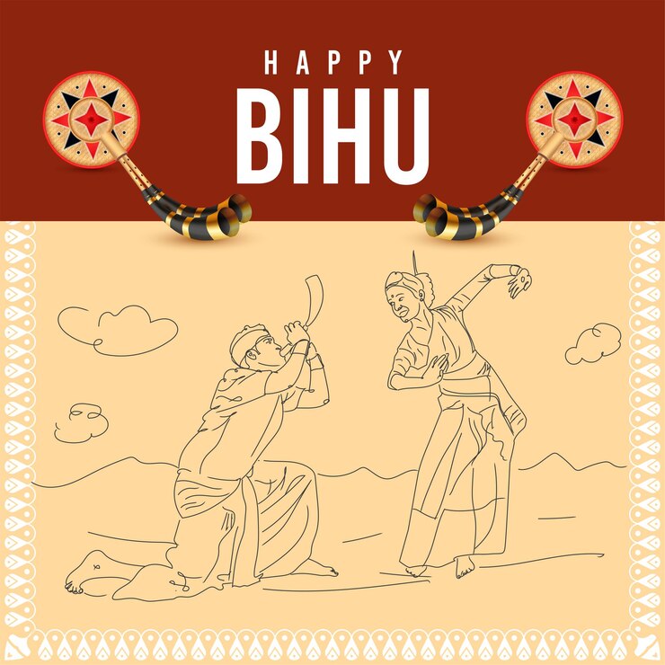 वेक्टर illustration of assamese new year bihu festival of assam