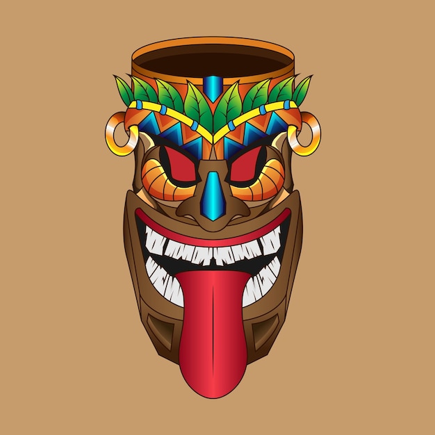 Illustration Astec tiki mask fantasy god indian