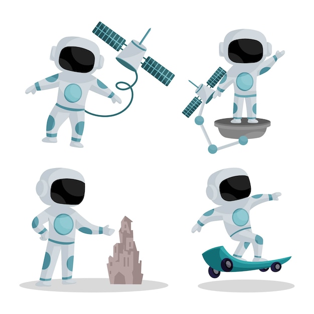 Illustration of astronaut character set