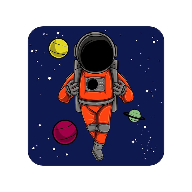 illustration of astronaut praying in space