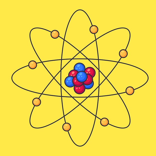 Vettore illustrazione della struttura atomica costituita da protoni, neutroni ed elettroni