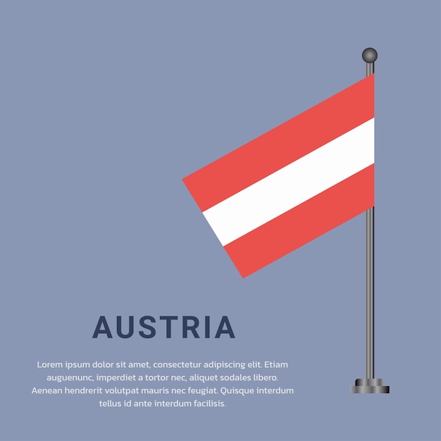 Premium Vector  Flag of the country austria. flag on the flagpole. vector  illustration