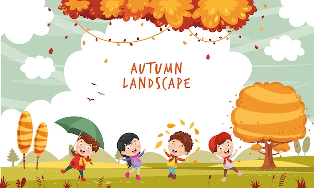 Illustration Of Autumn Children