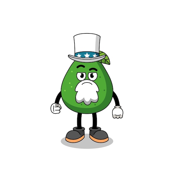 Illustration of avocado fruit cartoon with i want you gesture character design