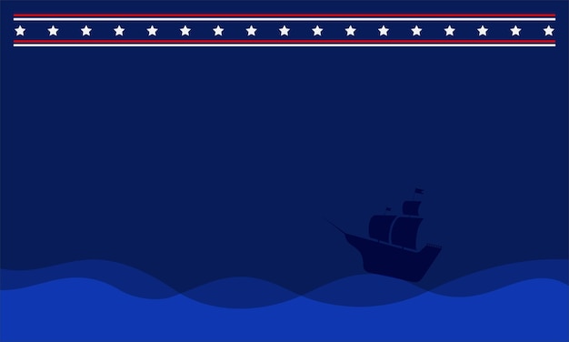 Illustration background columbus day with copy space and silhoutte ship perfect for columbus day event eps 10