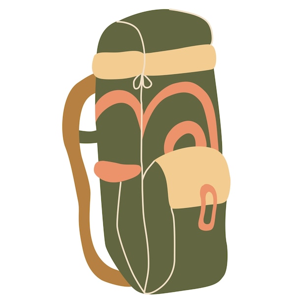 Illustration of a backpack camping and tourism equipment