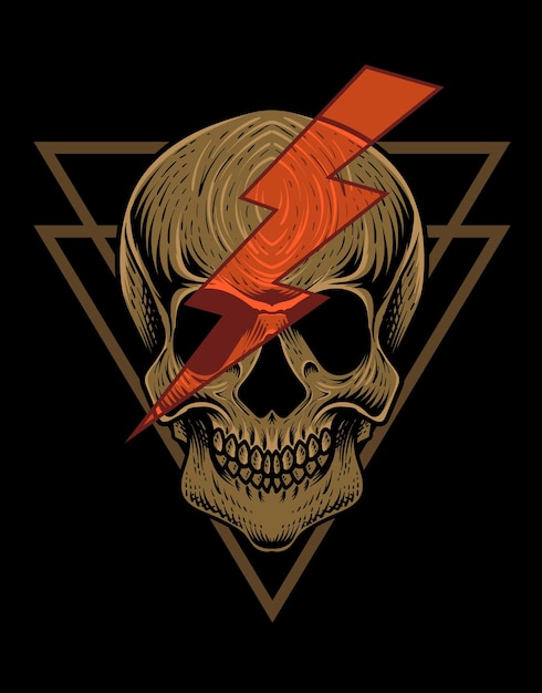 Vector illustration baddas lightning skull head perfect for tshirtposterhoodiejacketetc