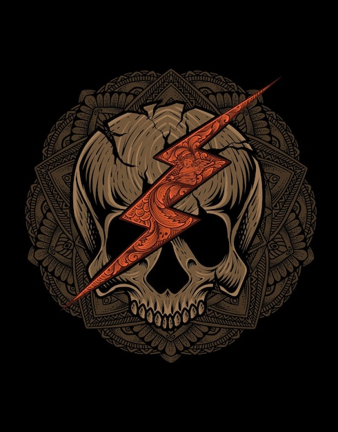 Illustration baddas lightning skull head Perfect for TshirtPosterHoodiejacketEtc