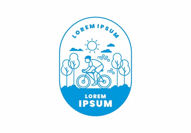 Illustration badge of riding bicycle
