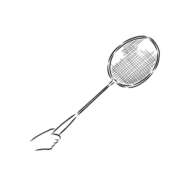 Illustration of badminton hand drawn