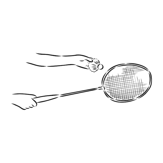 Illustration of badminton hand drawn