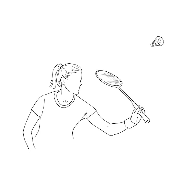 Illustration of badminton hand drawn