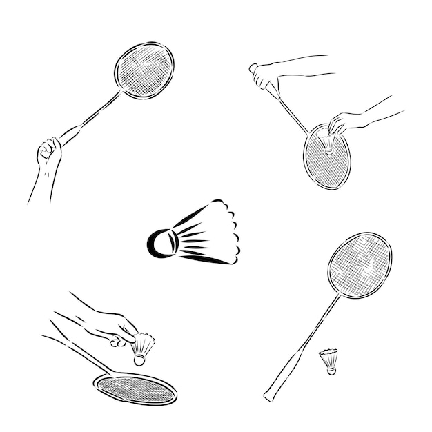 バドミントンのイラスト 手描き