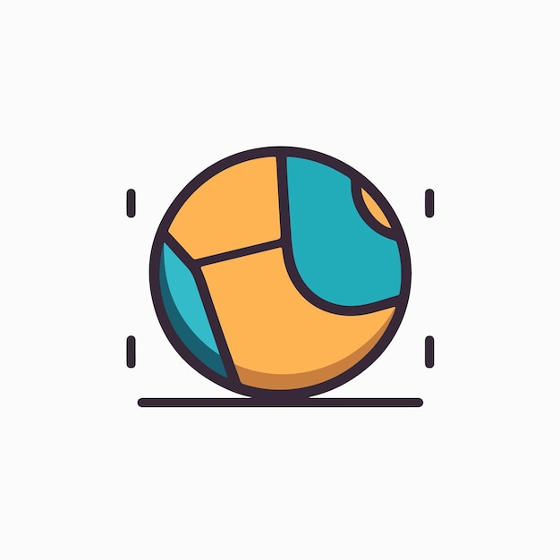 Illustration of a ball with a blue and orange color.