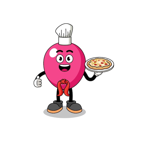 Illustration of balloon as an italian chef character design