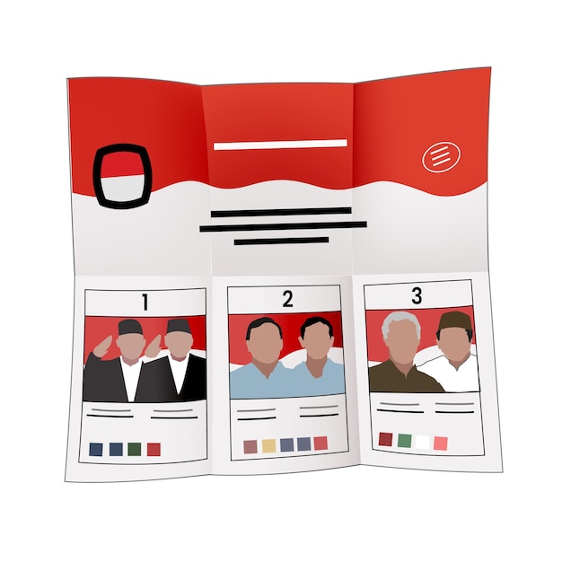 Illustrazione della scheda elettorale per le elezioni presidenziali indonesiane del 2024