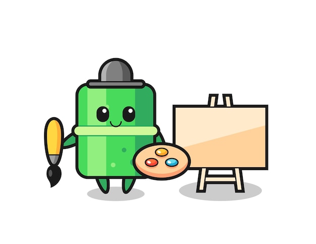 Illustration of bamboo mascot as a painter , cute style design for t shirt, sticker, logo element