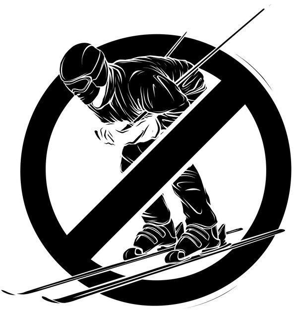 illustration of ban skiing on white background