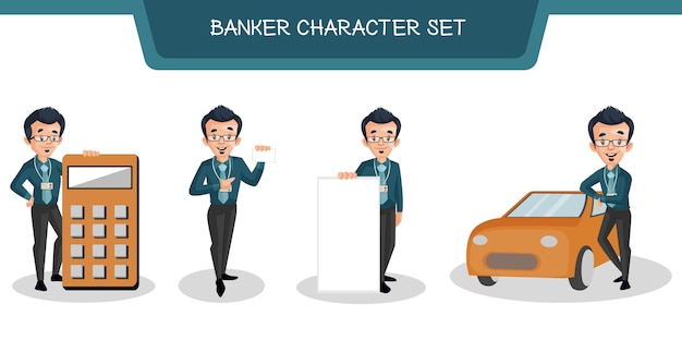 Vector illustration of banker character set