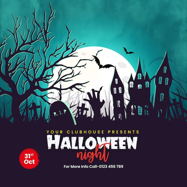 Banner di illustrazione di halloween per post sui social media