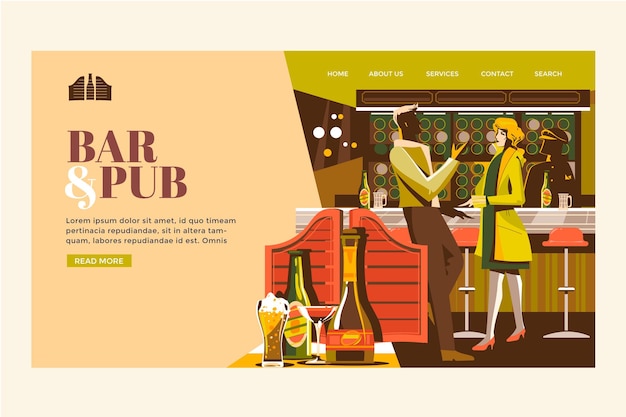 Illustration Bar and Pub for Landing Page Concept