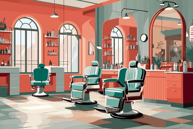 Vector illustration barber shop clean inside