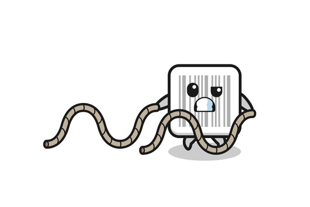 Vector illustration of barcode doing battle rope workout