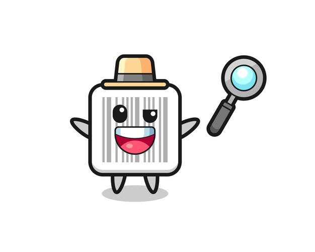 事件を解決する探偵のバーコードマスコットのイラスト