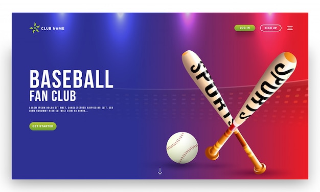 Vector illustration of baseball bat and ball on stadium view background