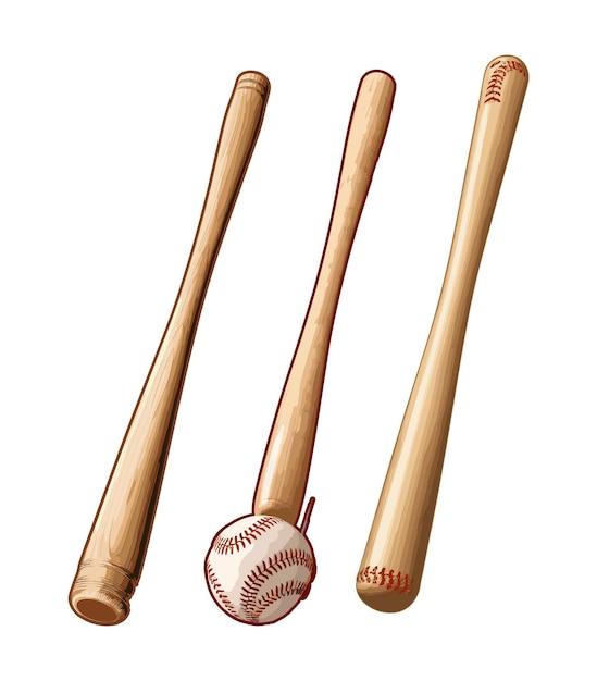 Illustration of baseball bats collection