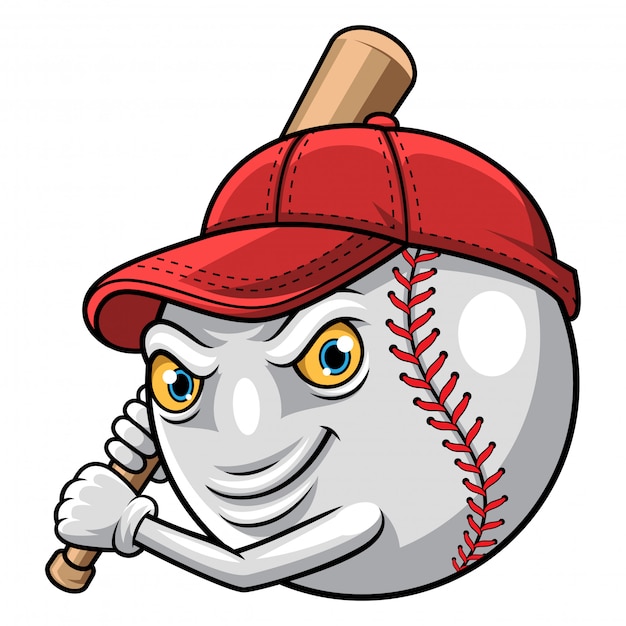 Illustration of baseball ready to strike mascot