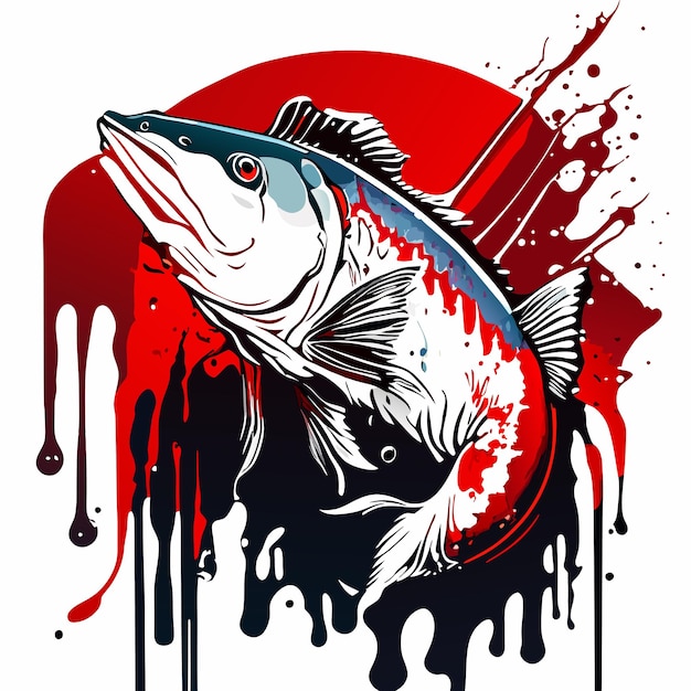 Premium Vector  Illustration of a bass fish with a white