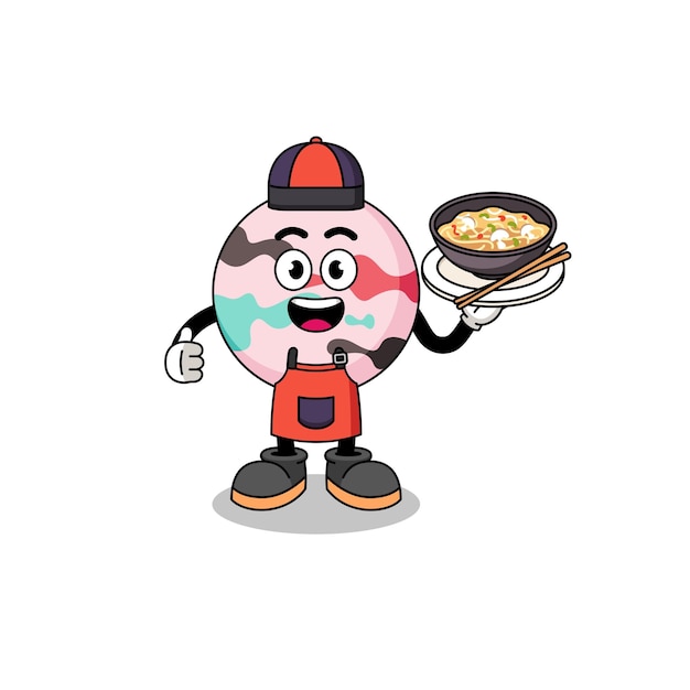 Illustration of bath bomb as an asian chef character design