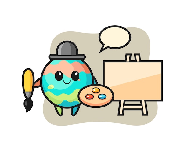 Illustration of bath bomb mascot as a painter