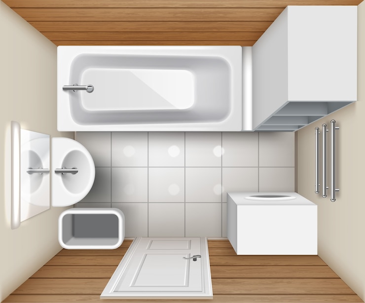 Vector illustration of bathroom interior with beige