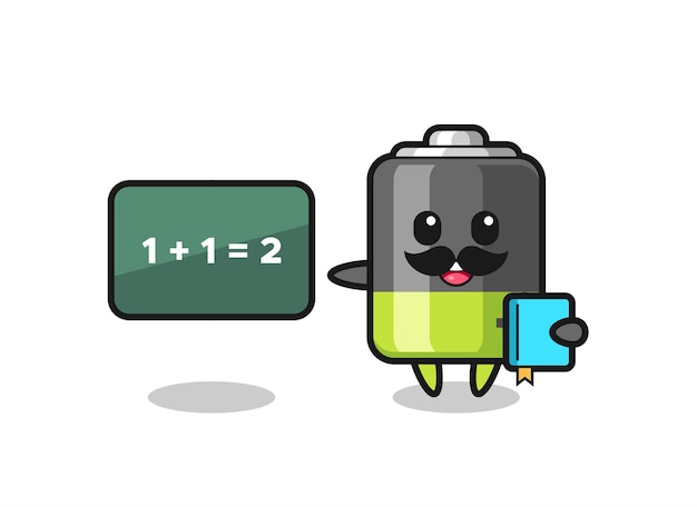 Illustration of battery character as a teacher , cute style design for t shirt, sticker, logo element