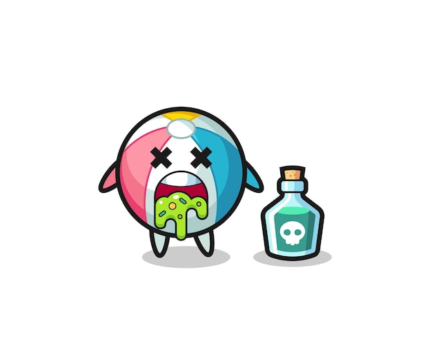 Illustration of an beach ball character vomiting due to poisoning